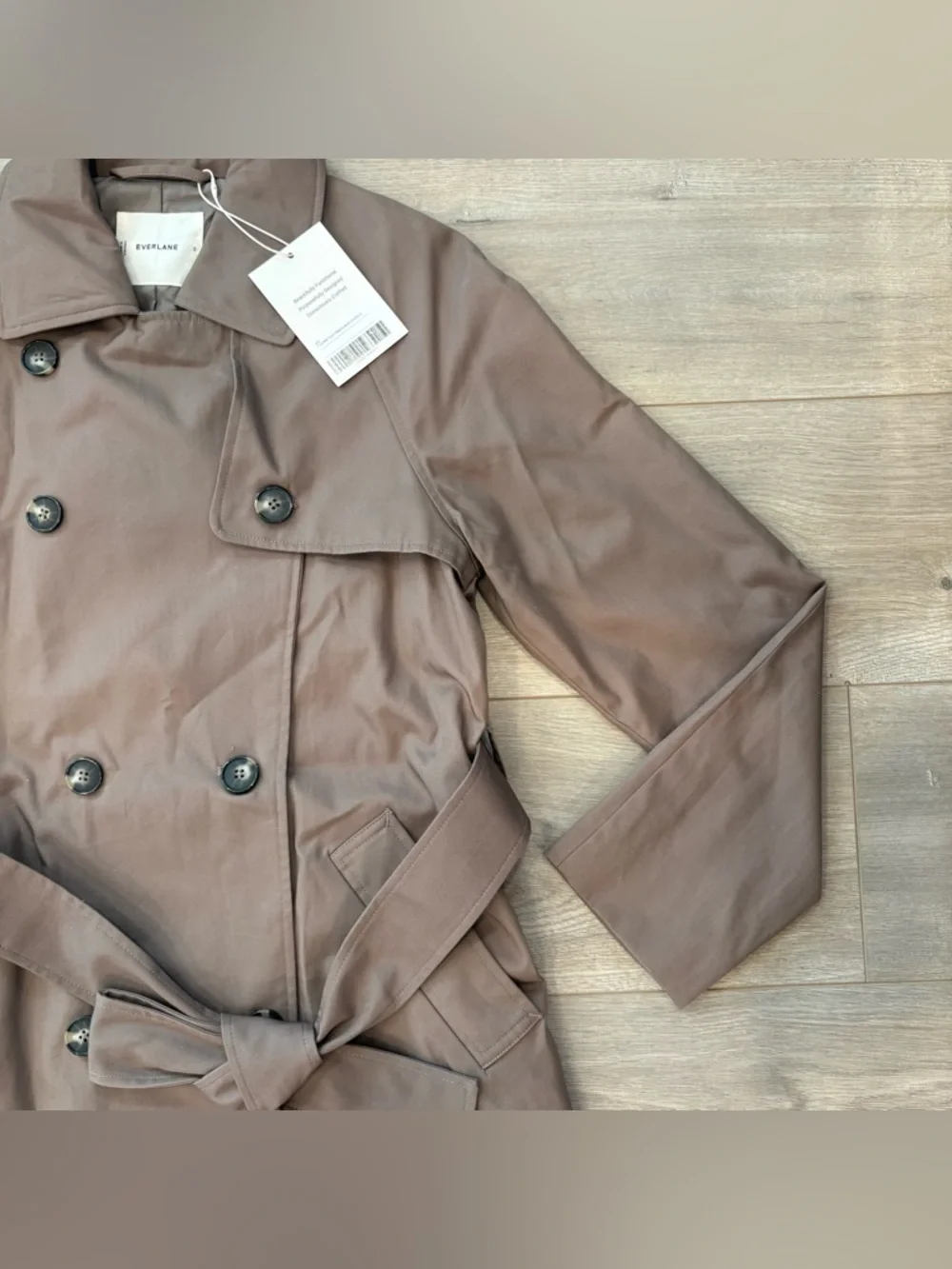 New Everlane The Modern Trench Coat Chocolate Brown Size S Belted $288 Retail - Picture 5 of 11